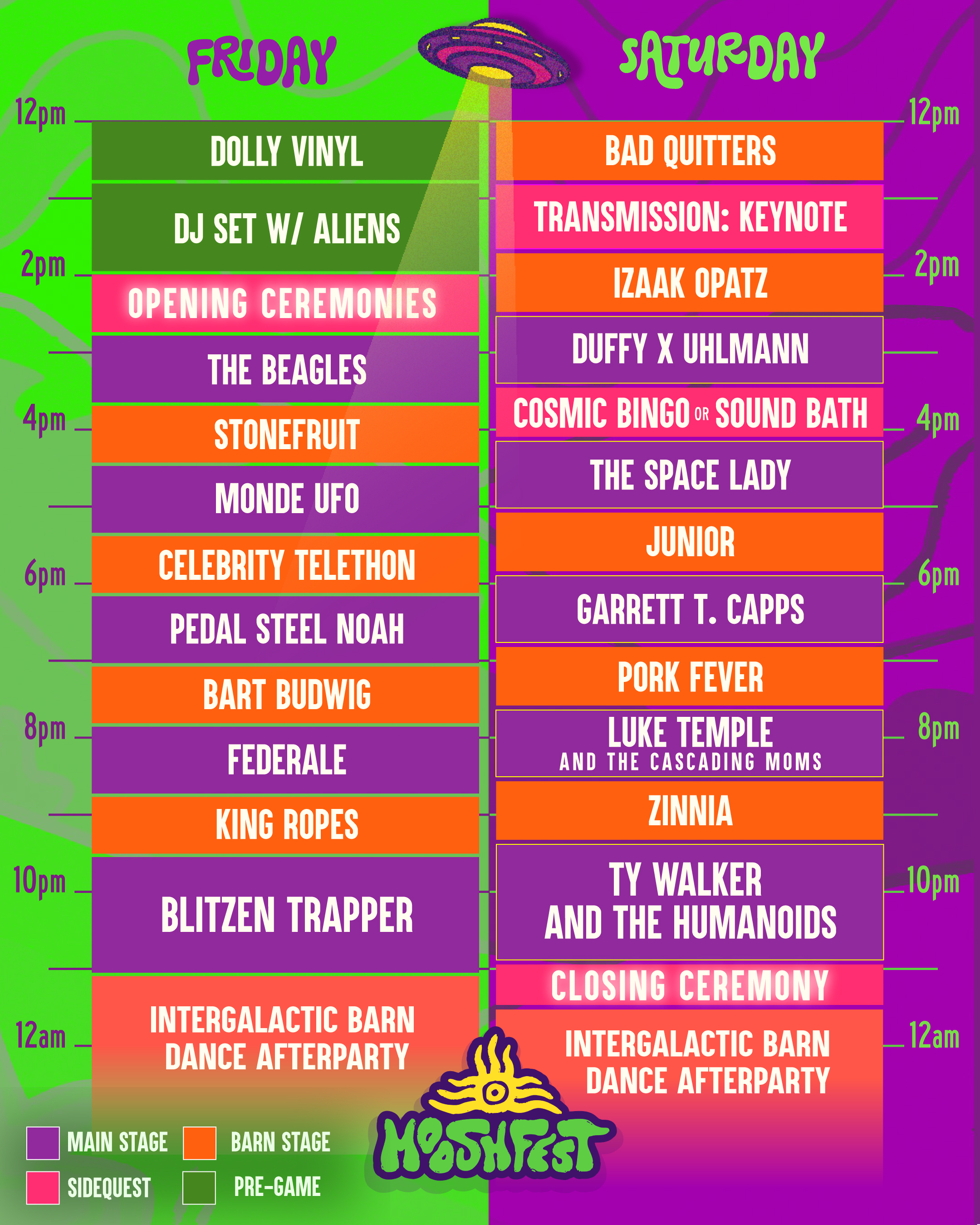 MooshFest performance schedule